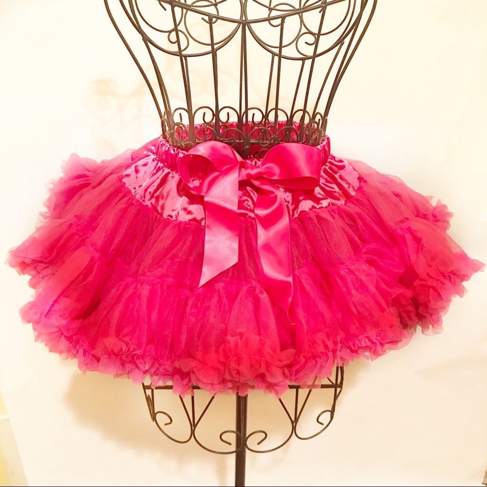 Girls Hot Pink Tulle Pettiskirt Tutu